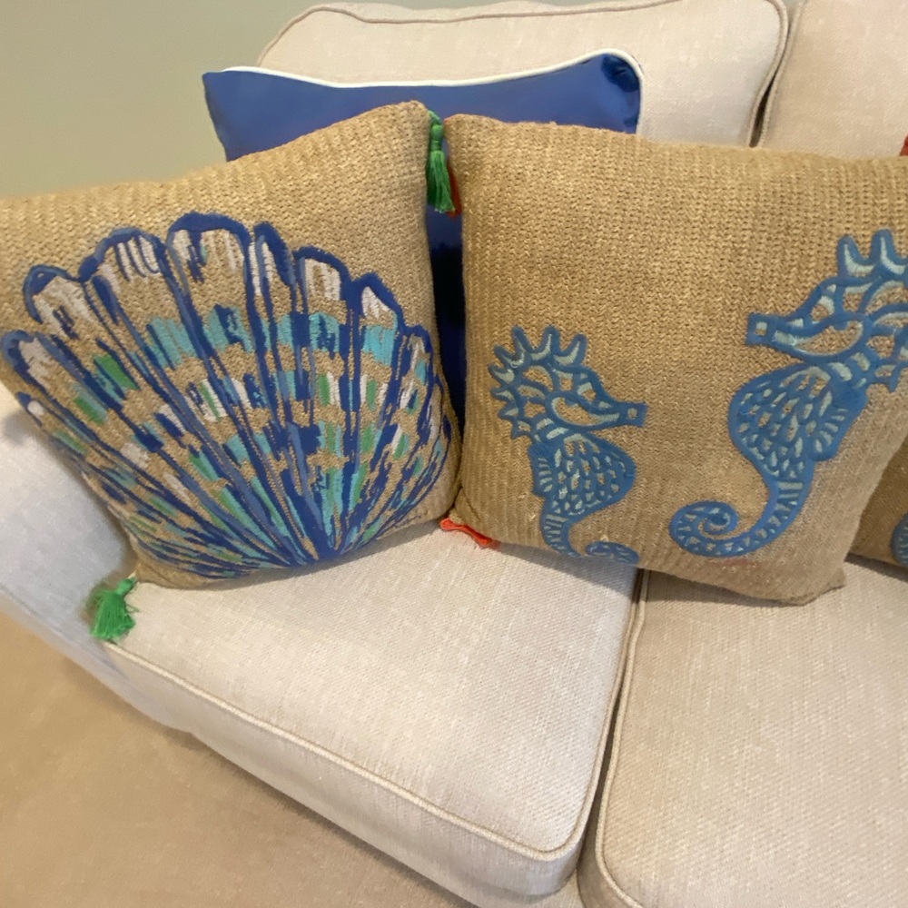 Lilly Pulitzer exclusively for Pottery Barn Blues & Tan Sea Shell 18"x18" Pillow